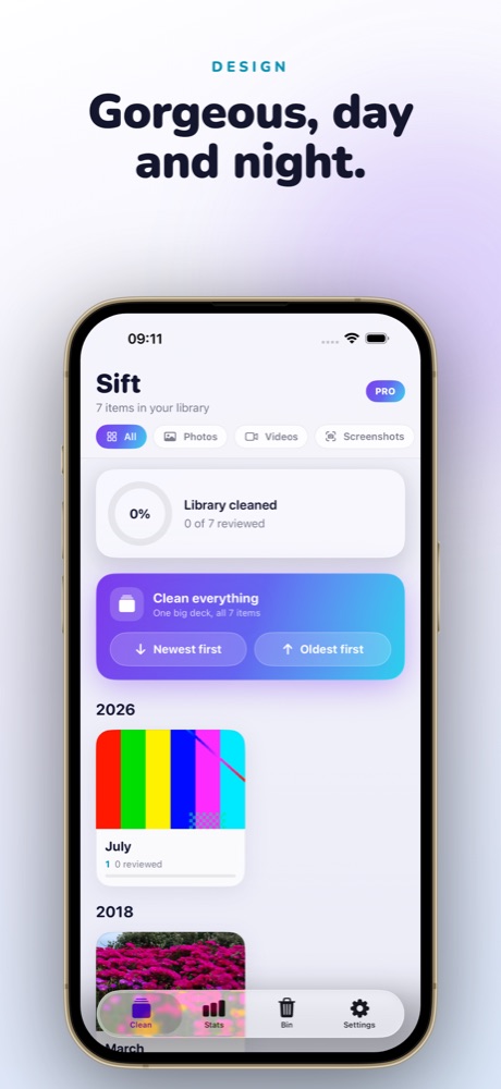 Sift photo cleaner light mode interface on iPhone